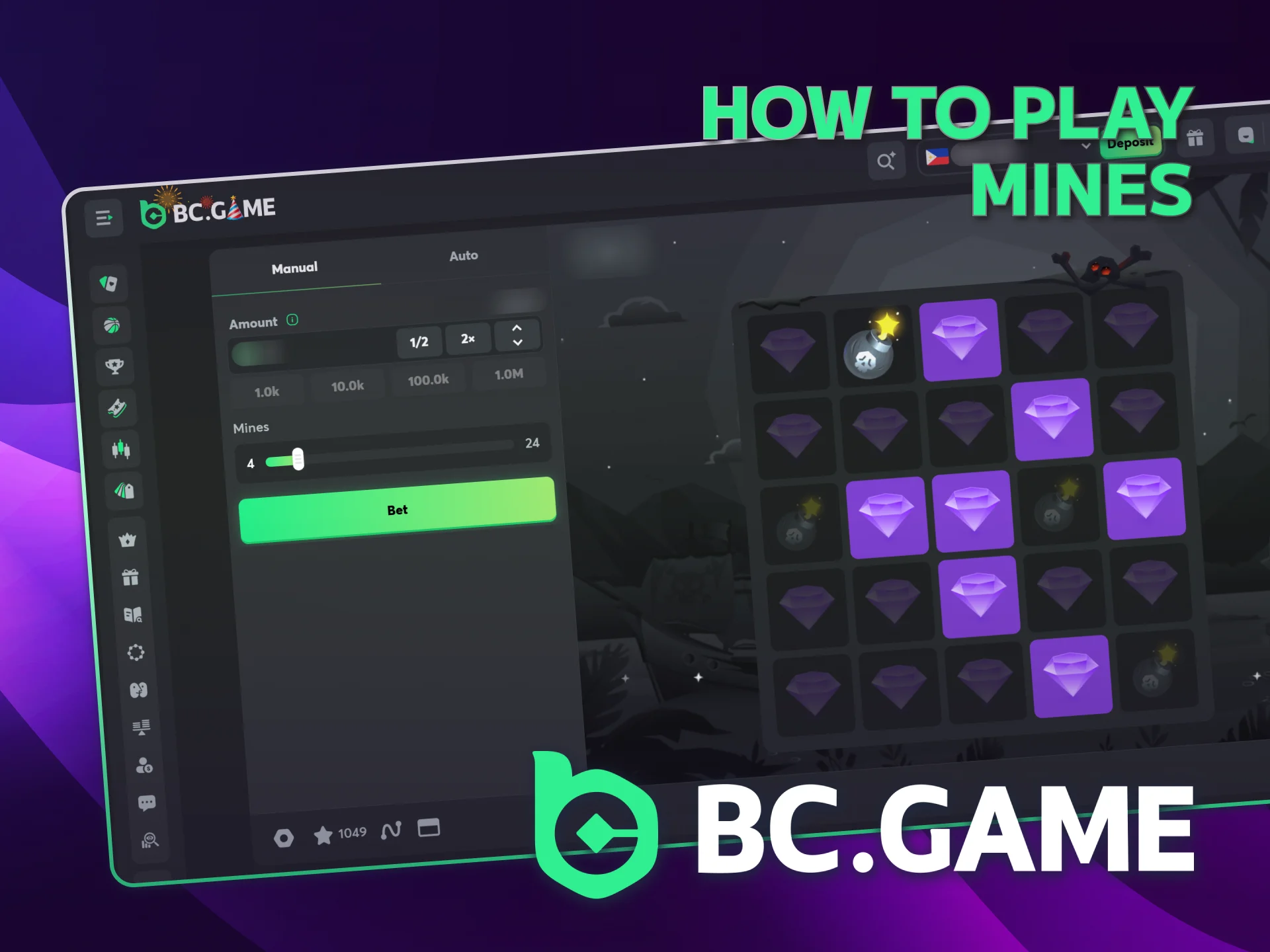 Open safe squares in Mines at BC Game Philippines official.